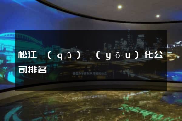 松江區(qū)優(yōu)化公司排名