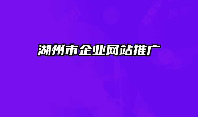 湖州市企業(yè)網站推廣