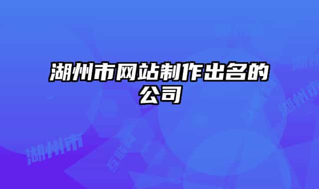 湖州市網(wǎng)站制作出名的公司